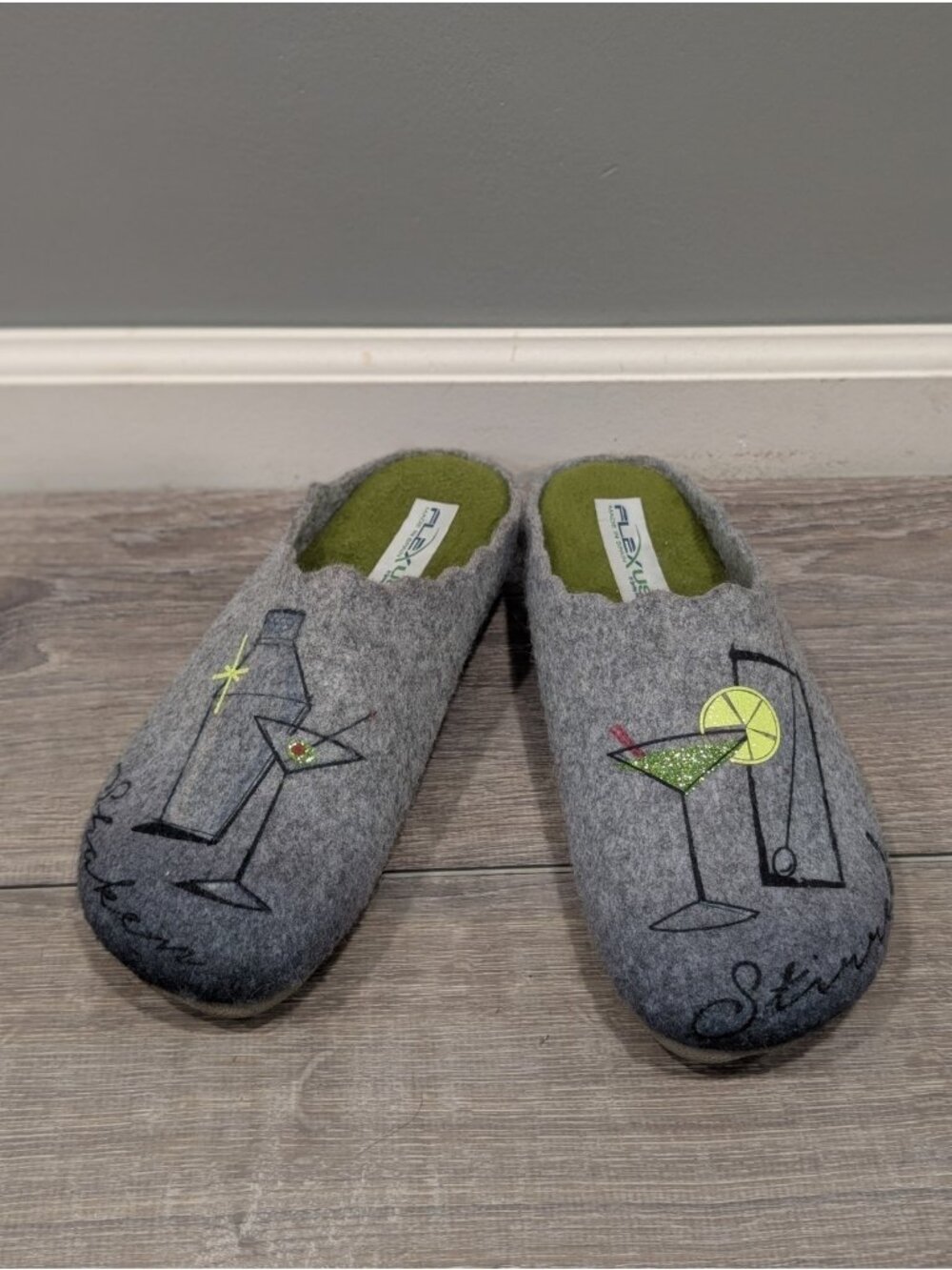 Flexus by Spring Step Women's Cocktail Wool Slipper Gray Green Sz 42 (US 10)